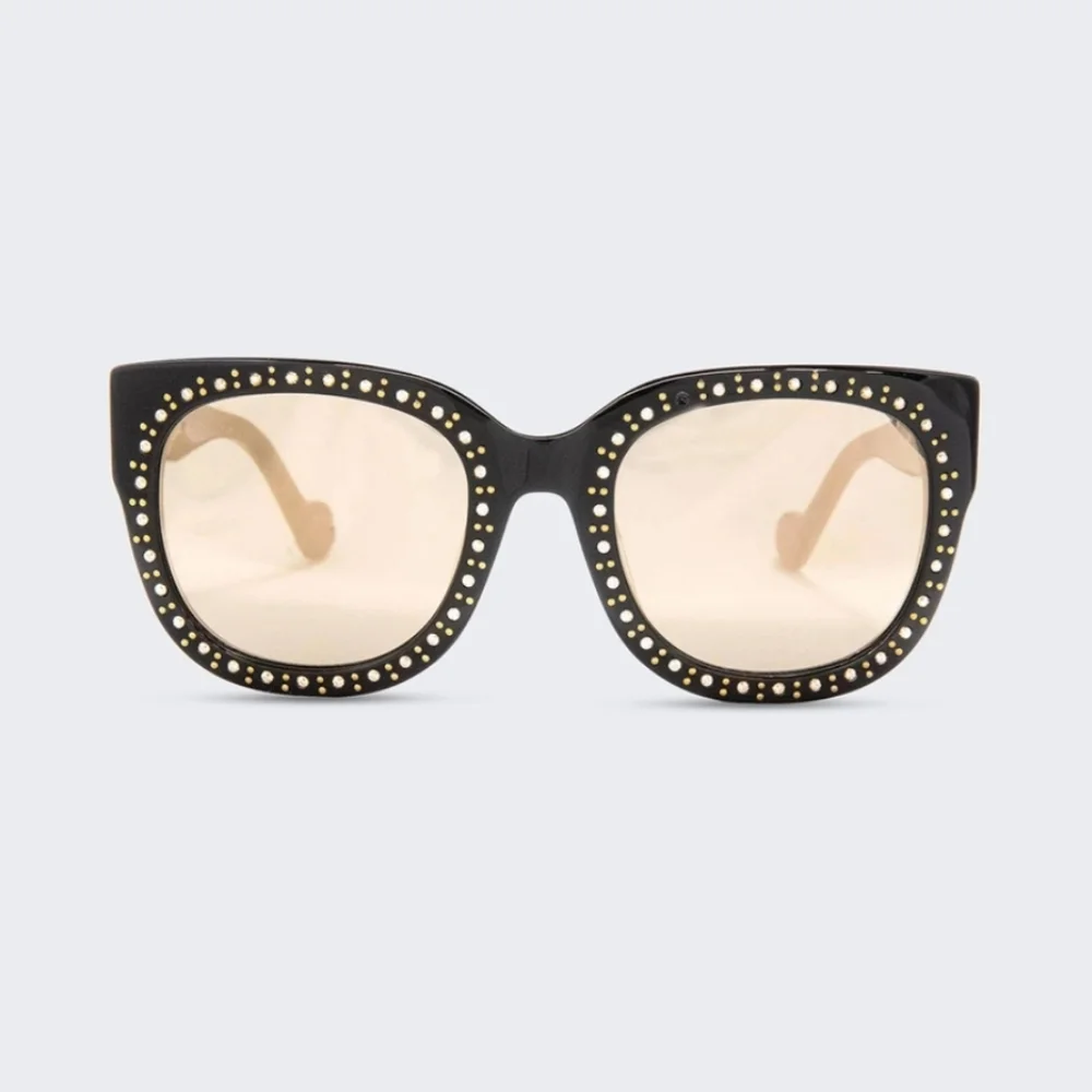 Elton john legend black studded polarized oversized acetate sunglasses